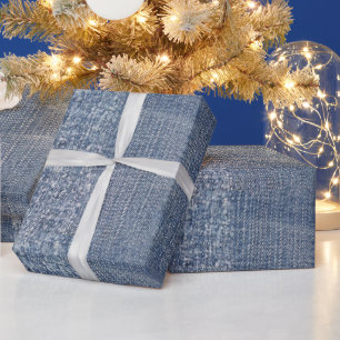 Denim Blue Jeans Print Wrapping Paper