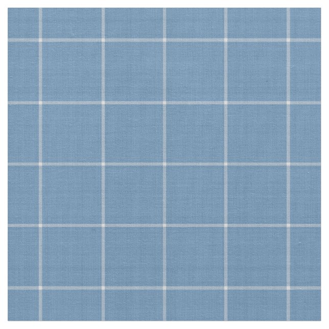 Denim Blue Large Gingham Checkered pattern Fabric (Close Up)