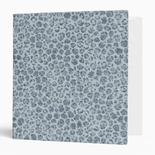 Denim Blue Leopard Print Glitter 3 Ring Binder