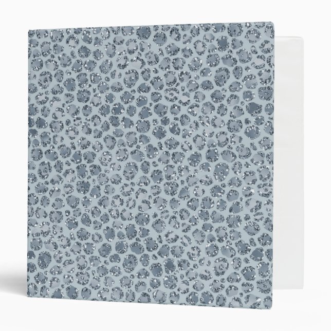 Denim Blue Leopard Print Glitter       3 Ring Binder (Front/Inside)