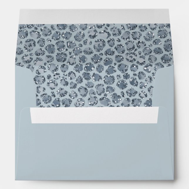 Denim Blue Leopard Print Glitter        Envelope (Back (Bottom))