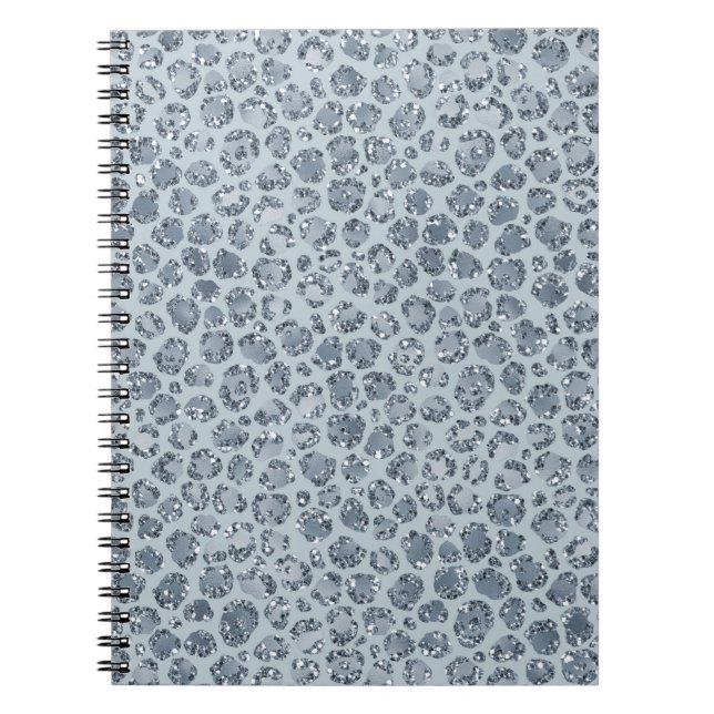 Denim Blue Leopard Print Glitter         Notebook (Front)