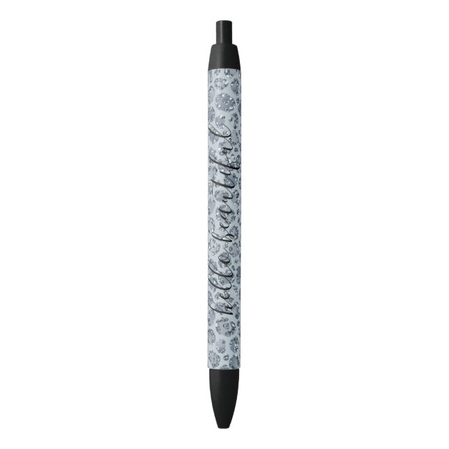Denim Blue Leopard Print Glitter        Pen (Front Vertical)