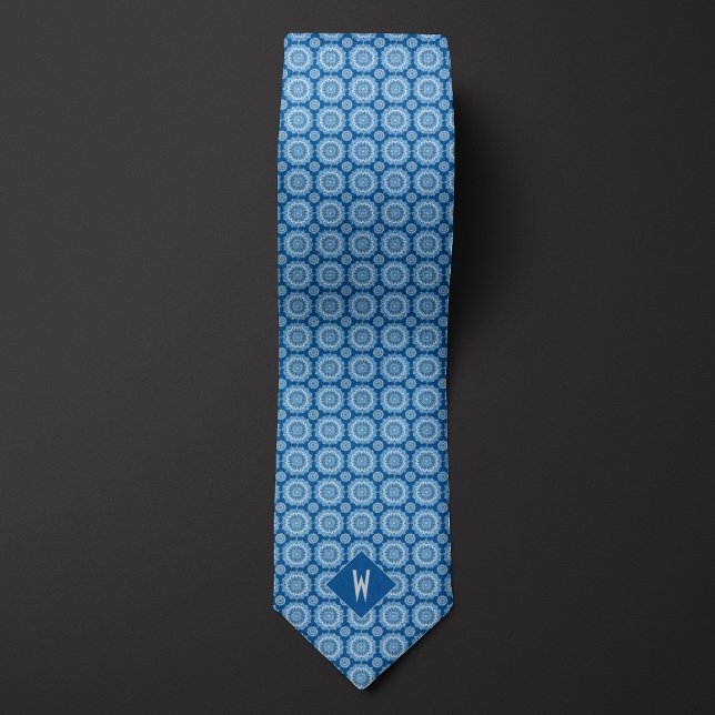 Denim Blue Mandala Monogram Neck Tie (Creator Uploaded)