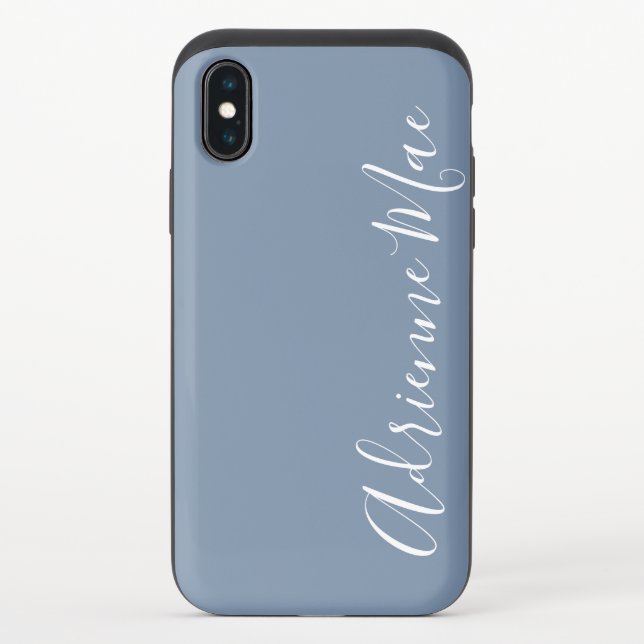 Denim Blue Monogram Name Uncommon iPhone Case (Back)