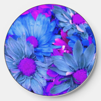 Denim Blue N Magenta Daisy Bouquet Wireless Charger