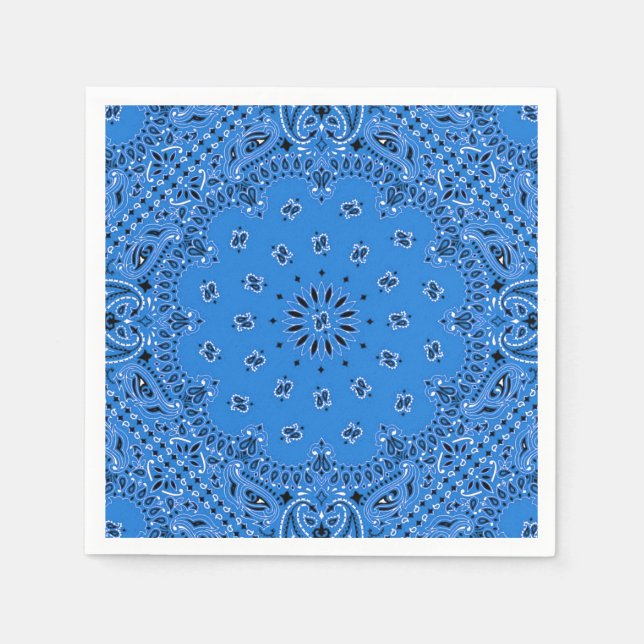 Denim Blue Paisley Bandana Scarf BBQ Picnic Napkin (Front)