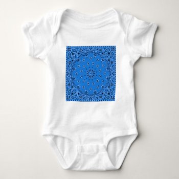 Denim Blue Paisley Western Bandana Scarf Print Baby Bodysuit by PrintTiques at Zazzle