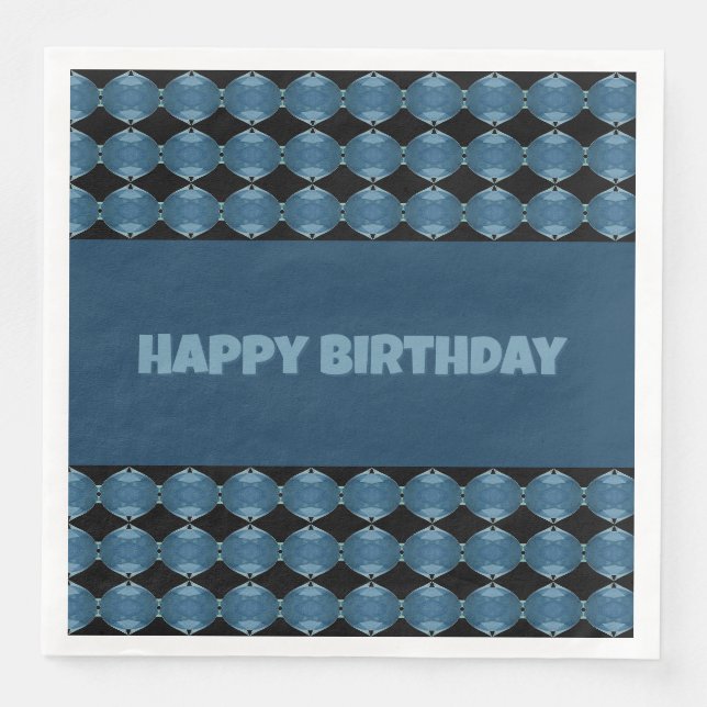 Denim Blue Patterned Paper Dinner Napkins (Front)