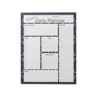 Denim Blue Personalized Daily Planner Notepad
