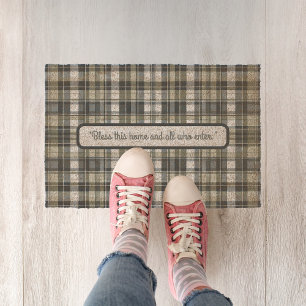 Denim Blue Sage Green White 16"x 24" Fiber Doormat