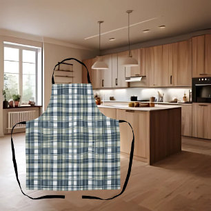 Denim Blue Sage Green White Apron