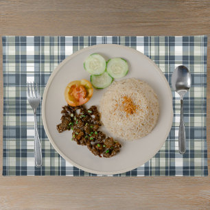 Denim Blue Sage Green White Plaid Cloth Placemat