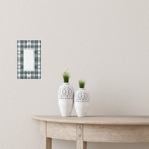 Denim Blue Sage Green White Plaid Single Rocker Light Switch Cover