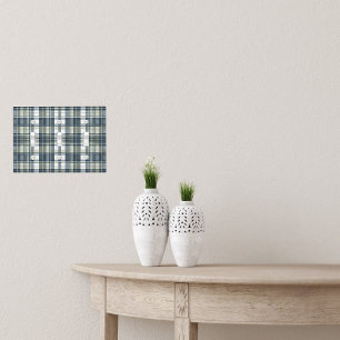 Denim Blue Sage Green White Plaid Triple Toggle Light Switch Cover