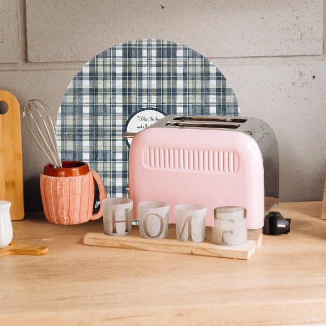 Denim Blue Sage Green White  Round Customizable Cutting Board (Creator Uploaded)
