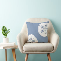 Denim Blue Sand Dollars Nautical Pillow