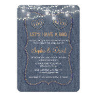Denim Blue String Lights I DO BBQ Card