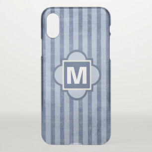 Denim Blue Stripes Monogram iPhone Deflector iPhone X Case