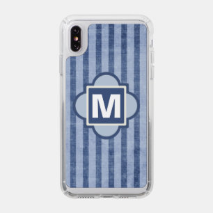 Denim Blue Stripes Monogram Speck iPhone Case