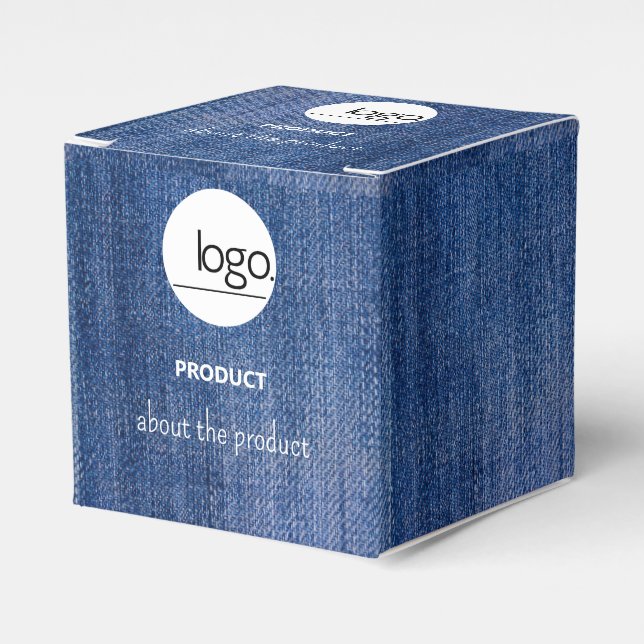 DENIM BLUE STRONG LOGO BUSINESS PRODUCT PACKAGING FAVOR BOXES (Front Side)