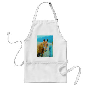 Denim blue tinted Horse Adult Apron