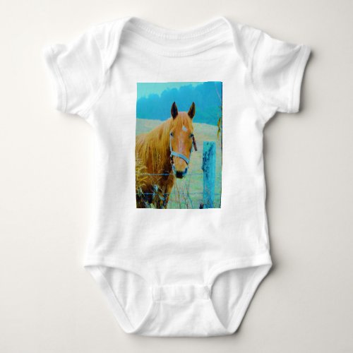 Denim blue tinted Horse Baby Bodysuit