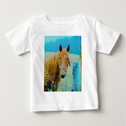 Denim blue tinted Horse Baby T_Shirt