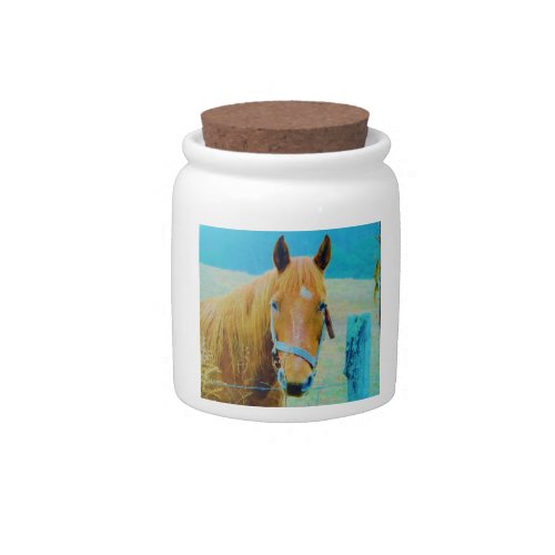 Denim blue tinted Horse Candy Jar