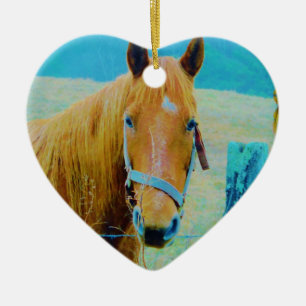 Denim blue tinted Horse Ceramic Ornament