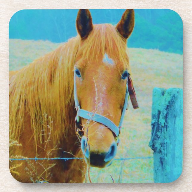 Denim blue tinted Horse Drink Coaster (Front)