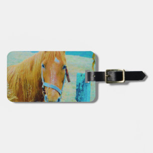 Denim blue tinted Horse Luggage Tag