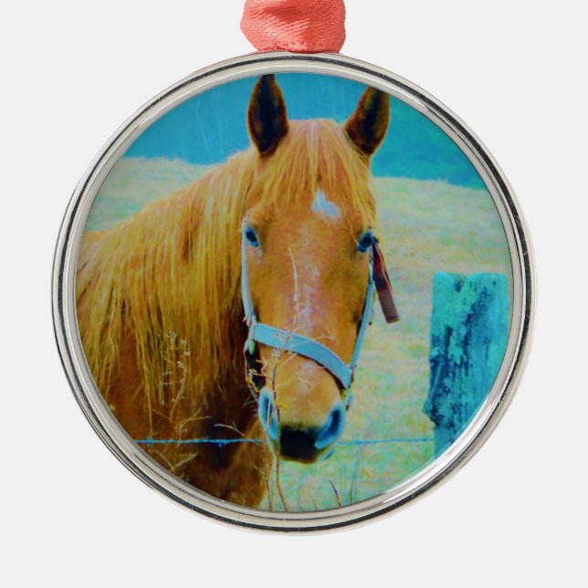 Denim blue tinted Horse Metal Ornament (Front)