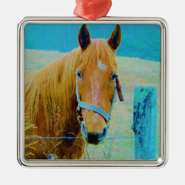 Denim blue tinted Horse Metal Ornament (Front)