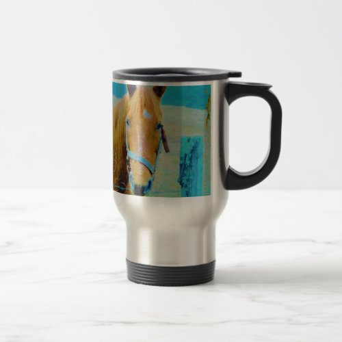 Denim blue tinted Horse Travel Mug