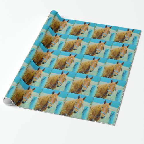 Denim blue tinted Horse Wrapping Paper