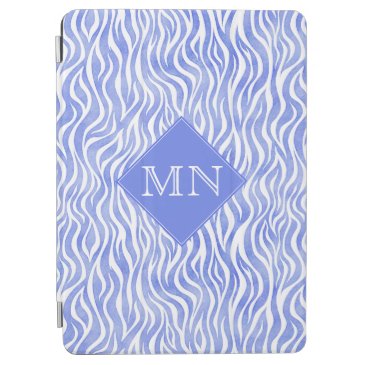 Denim Blue Watercolor Zebra Pattern | Monogram