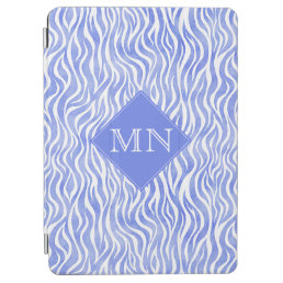 Denim Blue Watercolor Zebra Pattern | Monogram iPad Air Cover