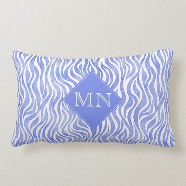 Denim Blue Watercolor Zebra Pattern | Monogram