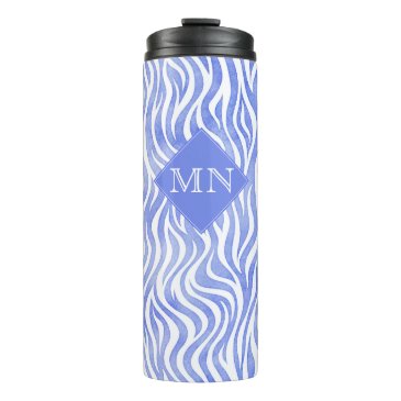 Denim Blue Watercolor Zebra Pattern | Monogram