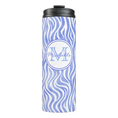 Denim Blue Watercolor Zebra Pattern | Monogram