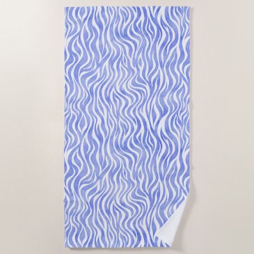 Denim Blue Watercolor Zebra Print