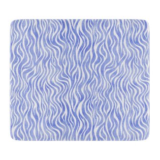 Denim Blue Watercolor Zebra Print Cutting Board