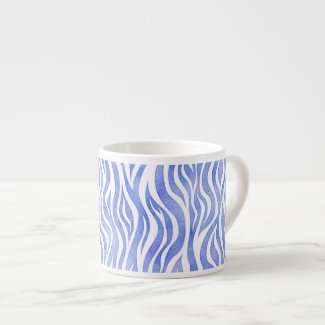 Denim Blue Watercolor Zebra Print