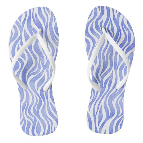 Denim Blue Watercolor Zebra Print Flip Flops