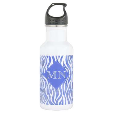 Denim Blue Watercolor Zebra Print | Monogram