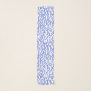 Denim Blue Watercolor Zebra Print Scarf