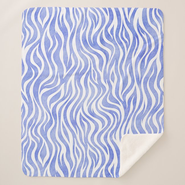 Denim Blue Watercolor Zebra Print