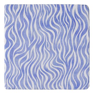Denim Blue Watercolor Zebra Print