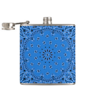 Denim Blue Western Bandana Scarf Fabric Wrap Hip Flask